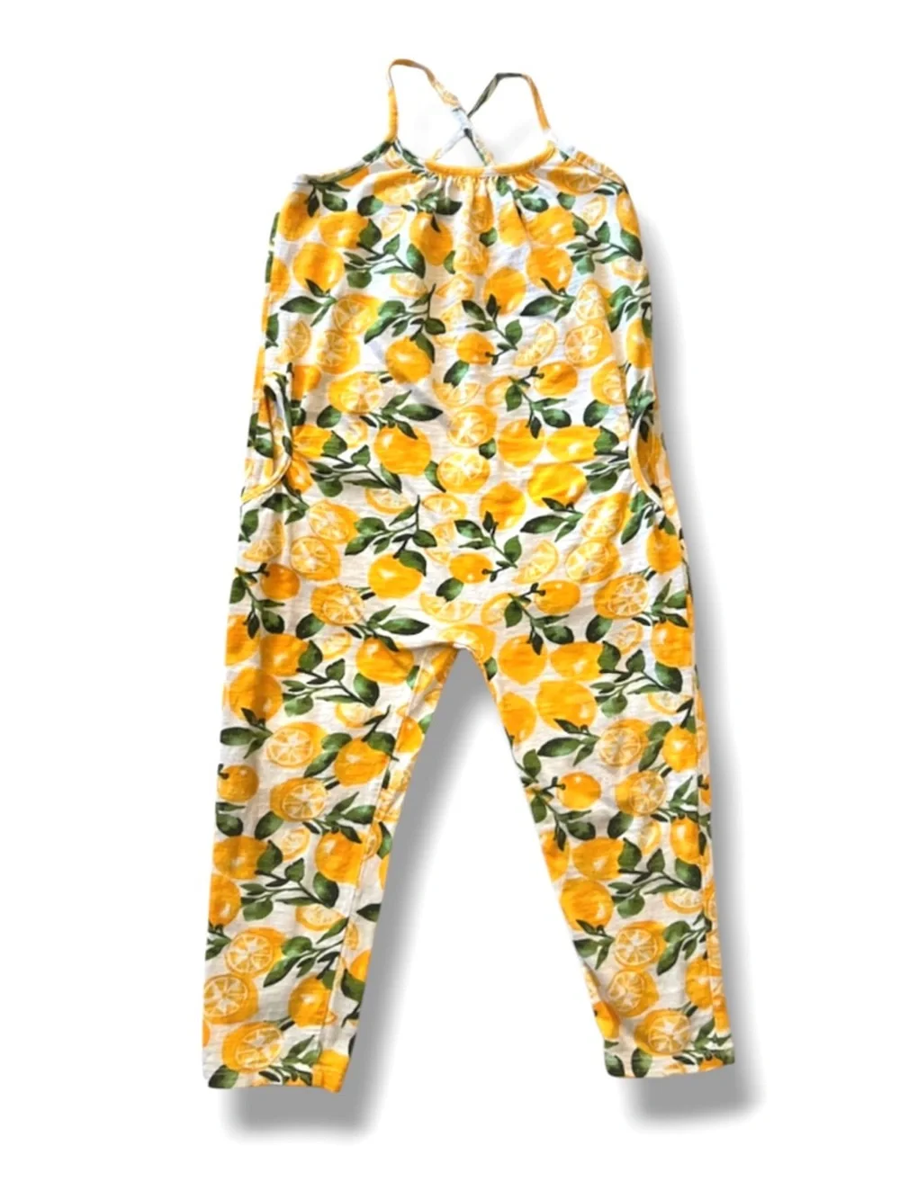Old Navy Lemon Print Sleeveless Jumpsuit 4T Yellow Citrus Summer